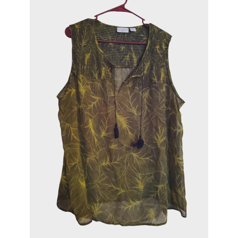 Liz Claiborne Women’s Green & Light Green Leaf Floral Sleeveless Top Size‎ 3X
